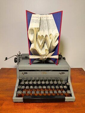 Handmade Folded Book Art LOVE Sculpture Romantic Home Decor Gift